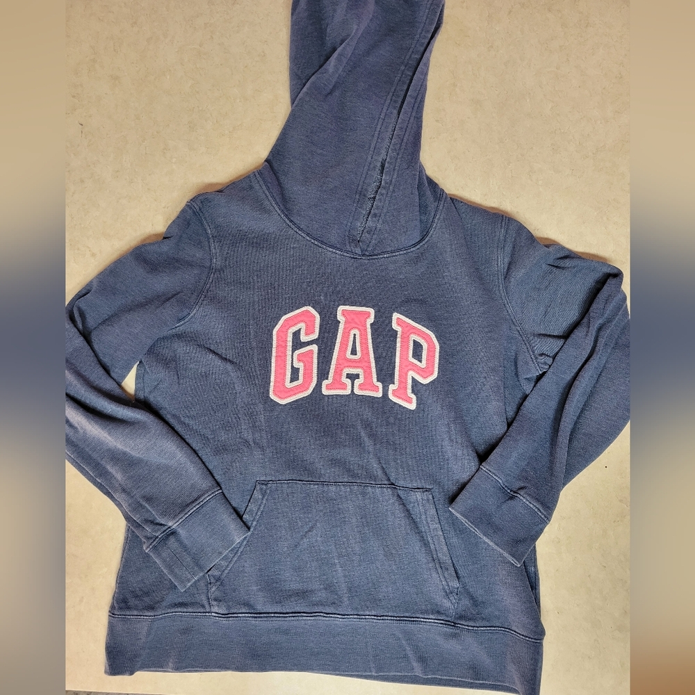 Gap logo hoodie women size large blue pink white logo - Picture 2 of 6